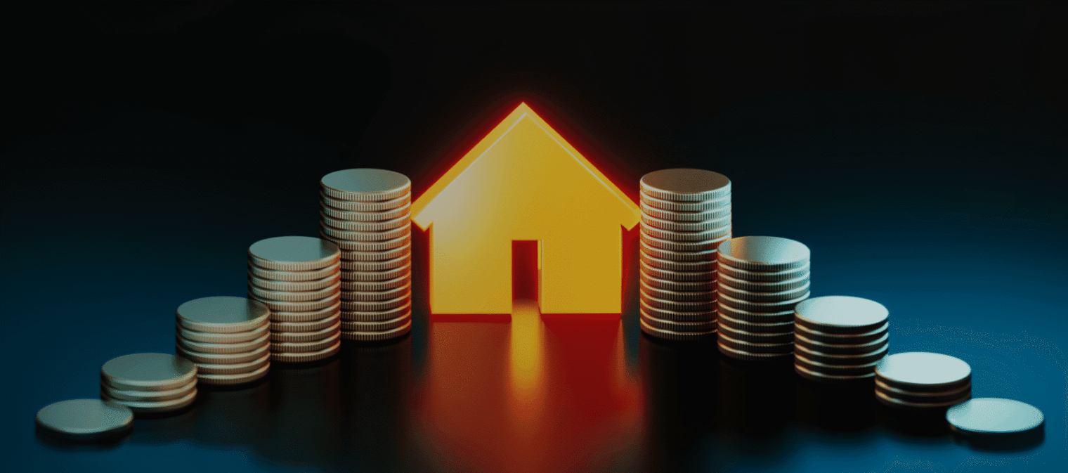 Financial growth concept with house and coins